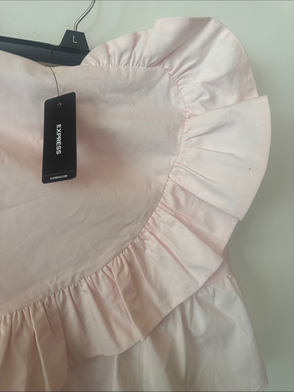 Express One-Shoulder Ruffle Mini Skirt in Light Pink - Picture 4 of 7